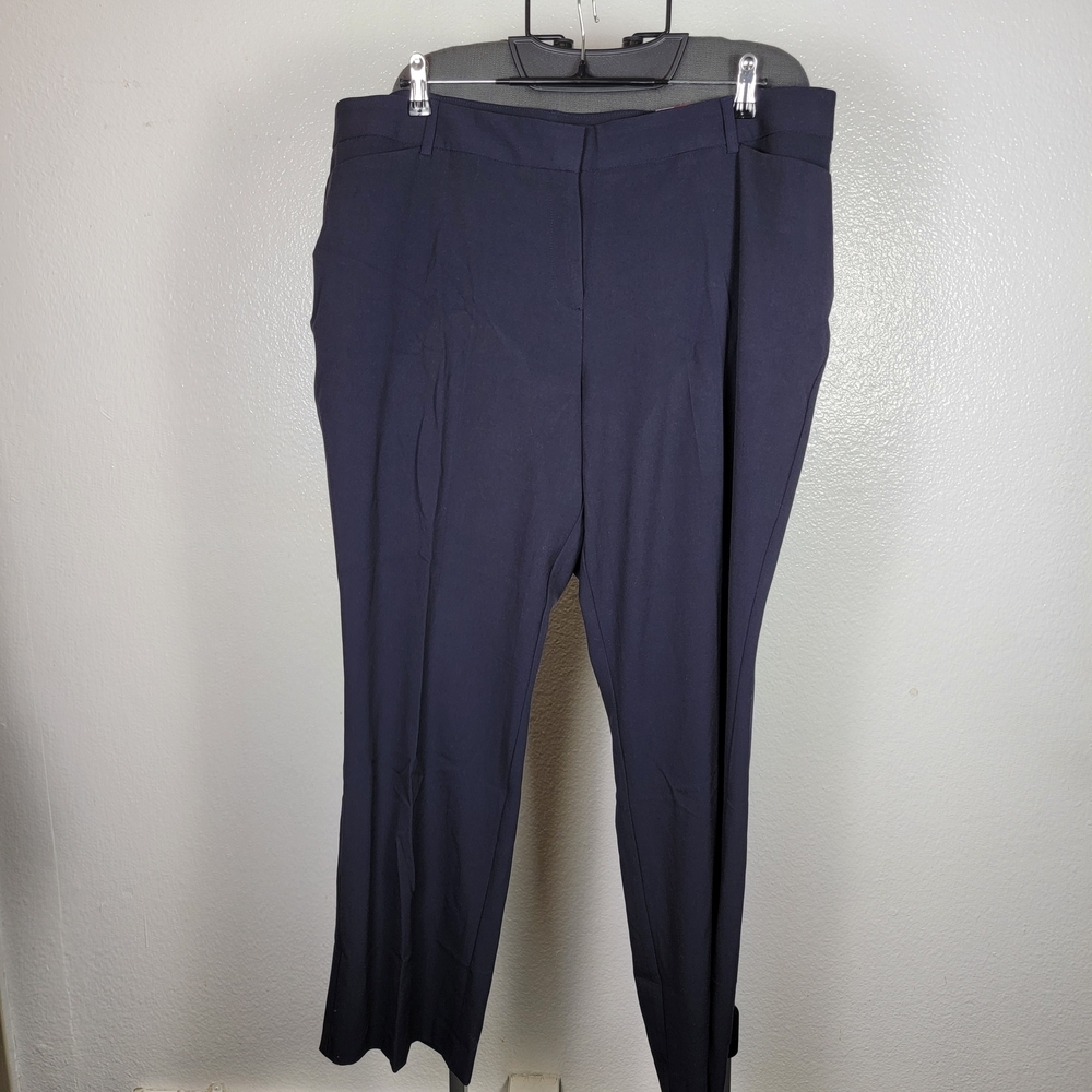 Worthington Women's Pants Curvy Fit Perfect‎ Trouser Navy Blue Size 18W Short